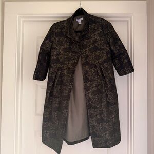 Vera Wang Black Floral Trench Coat